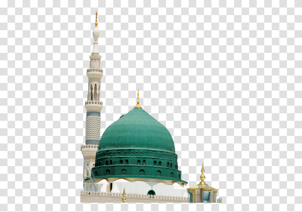 Green Dome Masjid Nabawi, Architecture, Building, Mosque, Tower Transparent Png