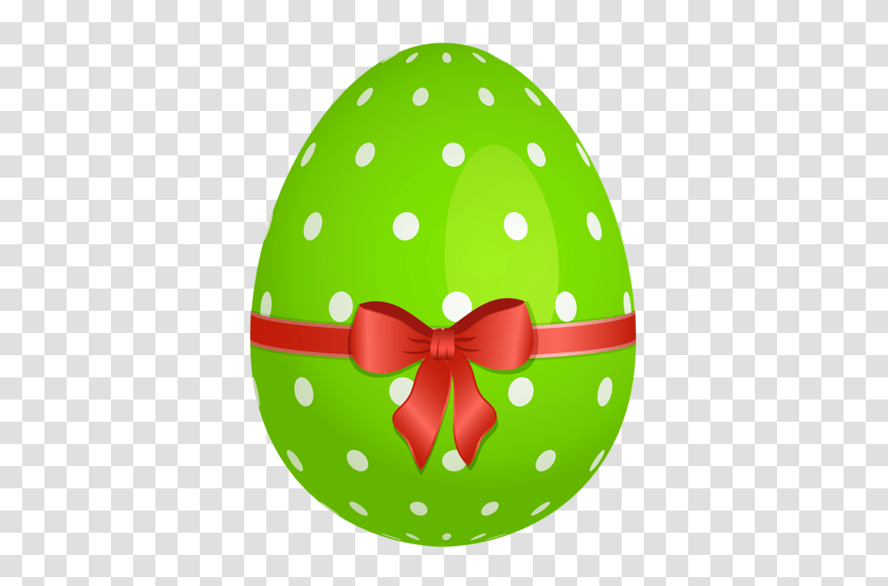 Green Dotted Easter Egg With Red Bow Clipart Desen, Food, Balloon Transparent Png