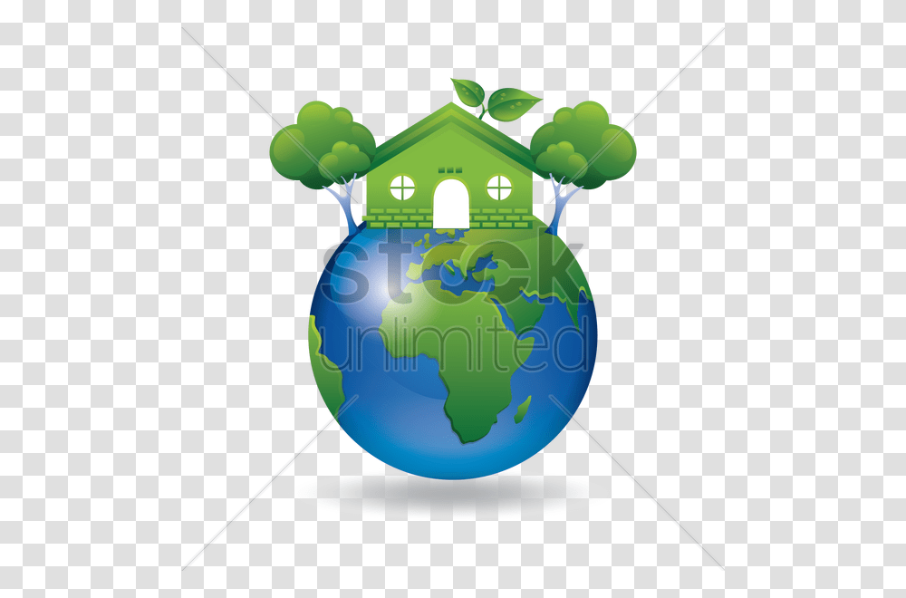 Green Earth With Go Green House And Tree Vector Image Vector Graphics, Outer Space, Astronomy, Universe, Balloon Transparent Png