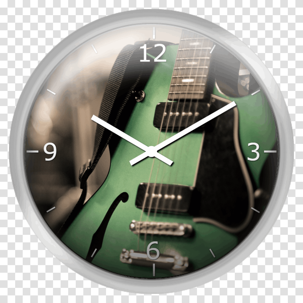 Green Electric Guitar With Blurry Background Guitar, Helmet, Apparel, Analog Clock Transparent Png