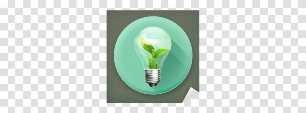 Green Energy Long Shadow Vector Icon Sticker • Pixers We Live To Change Incandescent Light Bulb, Lightbulb Transparent Png