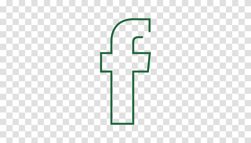 Green Facebook Line Icon, Cross, Logo, Trademark Transparent Png