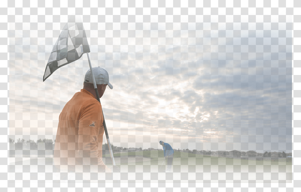 Green Flag Golfers On Green With Flag Flag, Helmet, Apparel, Person Transparent Png