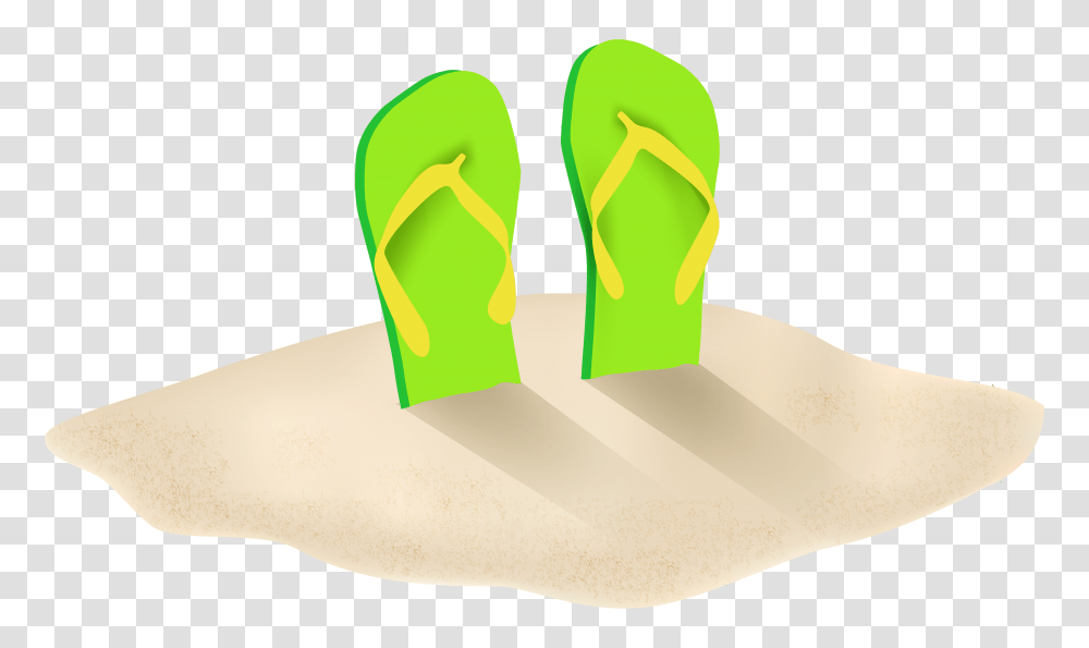 Green Flip Flops In Sand Clipart, Apparel, Footwear, Flip-Flop Transparent Png