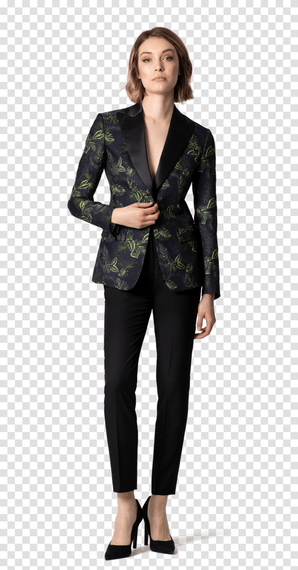 Green Floral Jacquard Tuxedo Blazer With Black Lapels Young Han Solo With Deadly Blaster, Apparel, Jacket, Coat Transparent Png