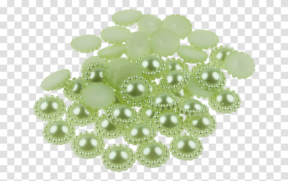 Green Flower Shape Flat Back Pearl 12mm Circle, Accessories, Accessory, Plant, Jewelry Transparent Png
