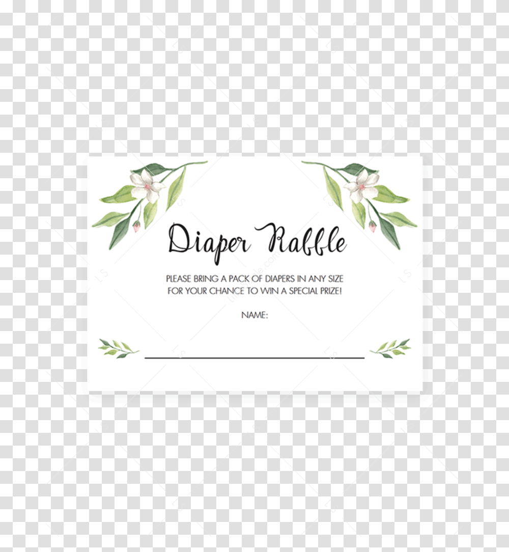 Green Foliage Baby Shower Diaper Raffle Tickets Printable Printable Diaper Raffle Tickets, Paper, Business Card Transparent Png