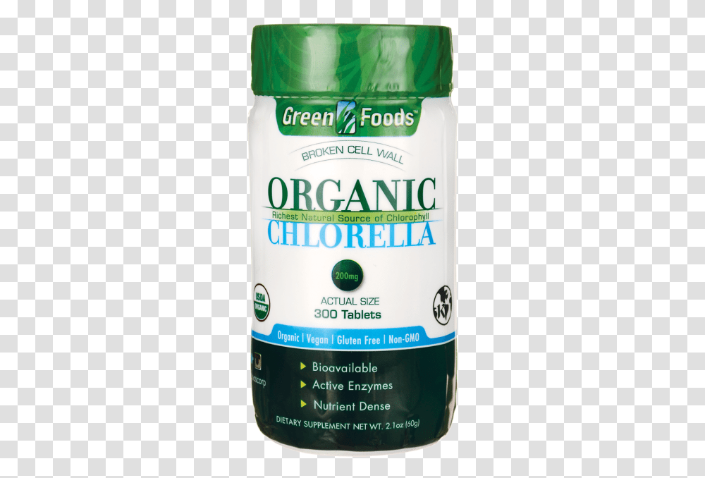 Green Foods Broken Cell Wall Organic Chlorella 200 Bottle, Liquor, Alcohol, Beverage, Plant Transparent Png