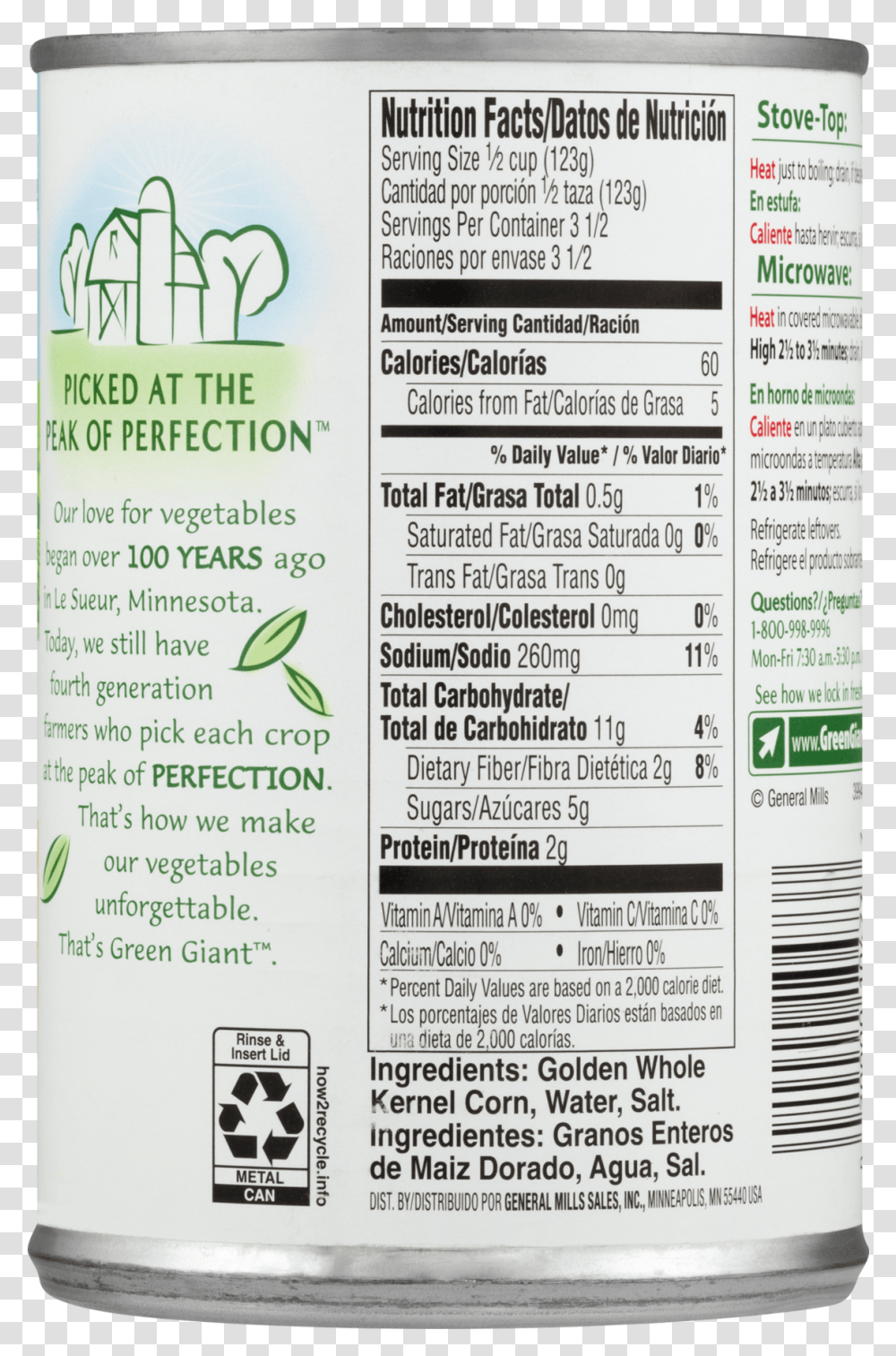 Green Giant Canned Sweet Peas Nutrition Label, Menu, Word Transparent Png