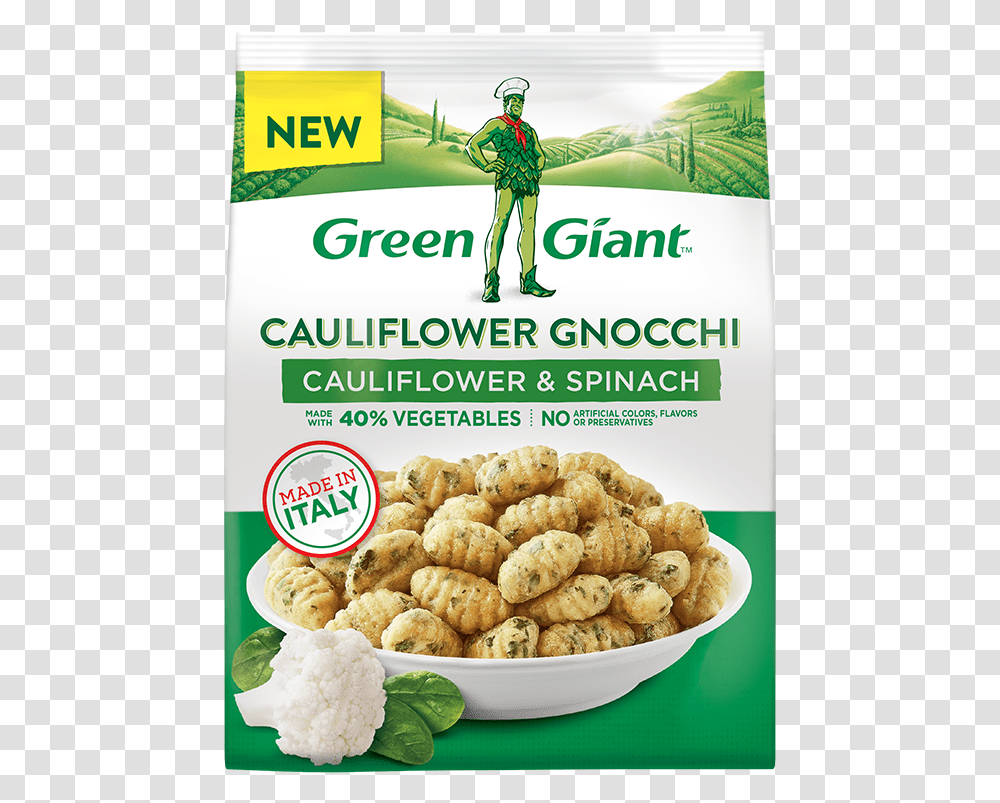 Green Giant Cauliflower Gnocchi, Person, Plant, Food, Snack Transparent Png