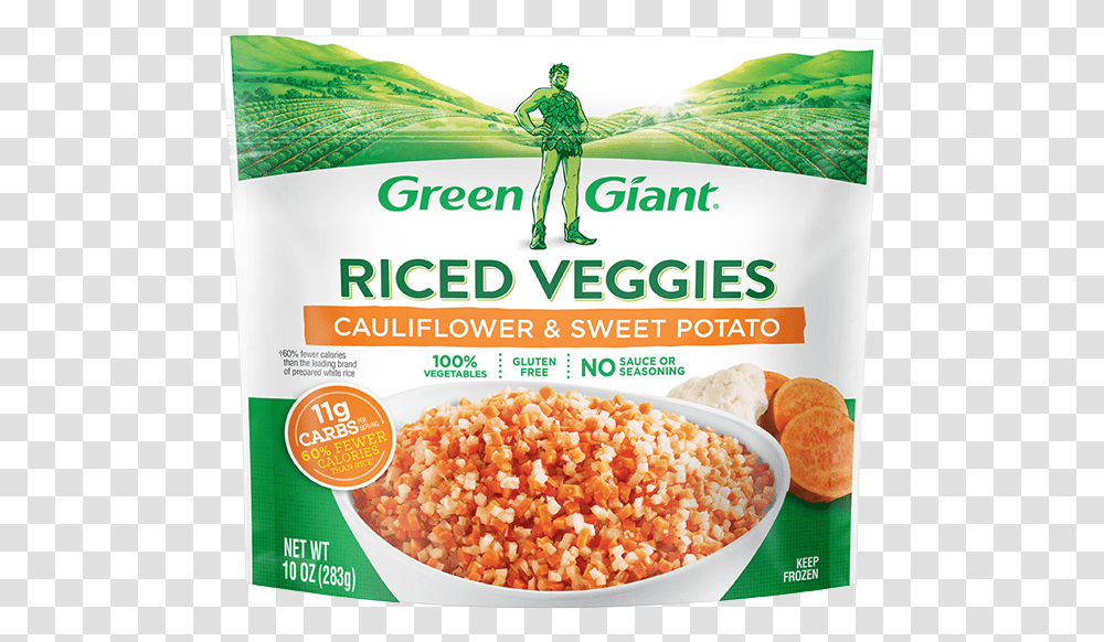 Green Giant Riced Cauliflower Medley, Person, Plant, Food, Paper Transparent Png