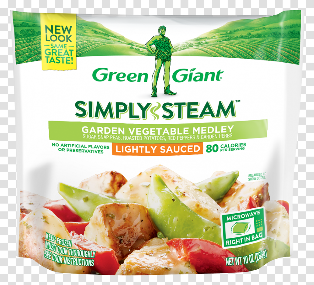 Green Giant Simply Steam Garden Vegetable Medley Broccoli With Cheese Green Giant, Person, Food, Plant, Sliced Transparent Png