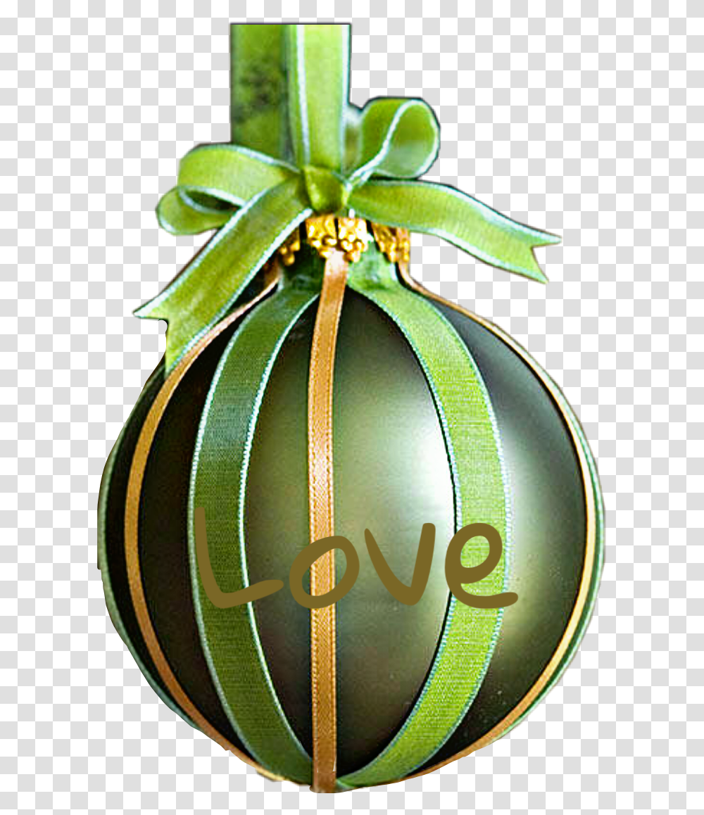 Green Gold Ball Ornament Ribbon Love Word Text Manualidades Para Arbol De Navidad, Plant, Tree Transparent Png