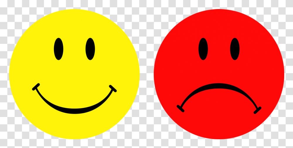 Green Happy Face And Red Sad Full Size Download Happy And Sad Face, Pac Man, Symbol, Giant Panda, Bear Transparent Png