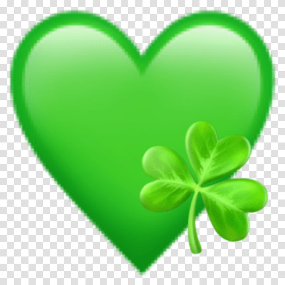 Green Heart Plant Clover Emoji Lucky Aesthetic Heart, Balloon Transparent Png