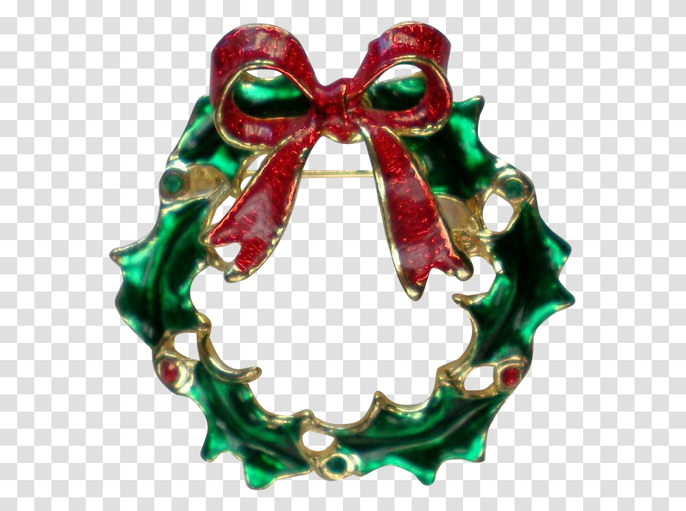 Green Holly Leaves Wreath For Christmas Holidays Pin Christmas Decoration, Gemstone, Jewelry, Accessories, Accessory Transparent Png