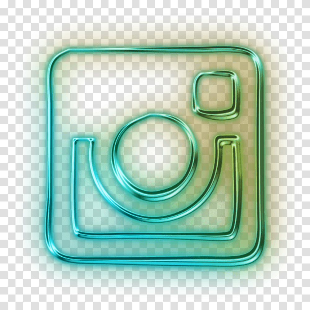 Green Instagram Logo Neon Logo Instagram, Tray, Dish, Meal, Food Transparent Png