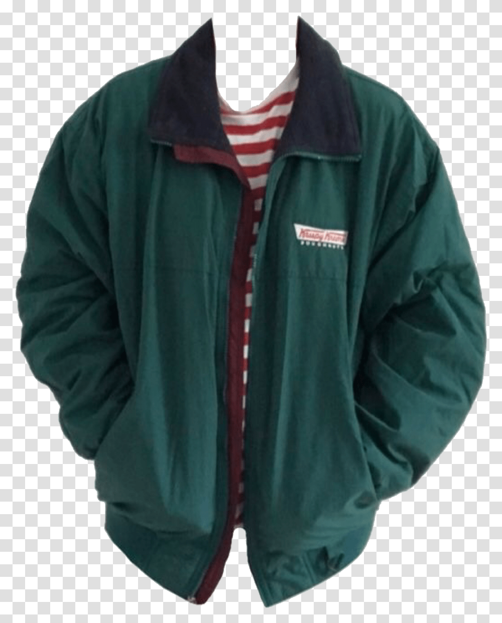 Green Krispy Kreme Jacket, Coat, Long Sleeve, Person Transparent Png