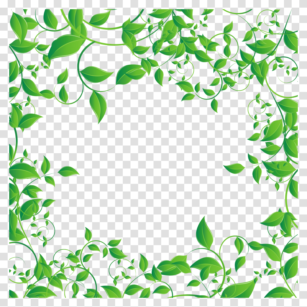 Green Leaves Border, Leaf, Plant, Silhouette Transparent Png