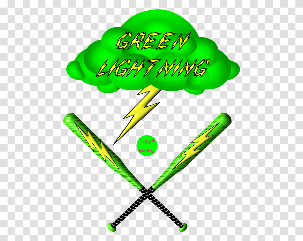 Green Lightning Softball For Baseball, Baseball Bat, Team Sport, Sports, Text Transparent Png