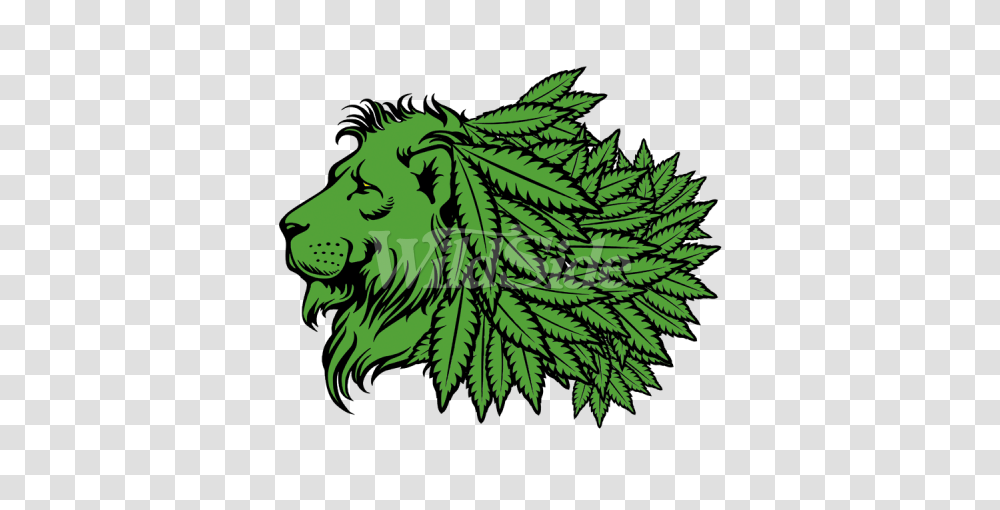 Green Lion Head With Marijuana Leaf Mane The Wild Side, Plant, Mammal, Animal, Tree Transparent Png