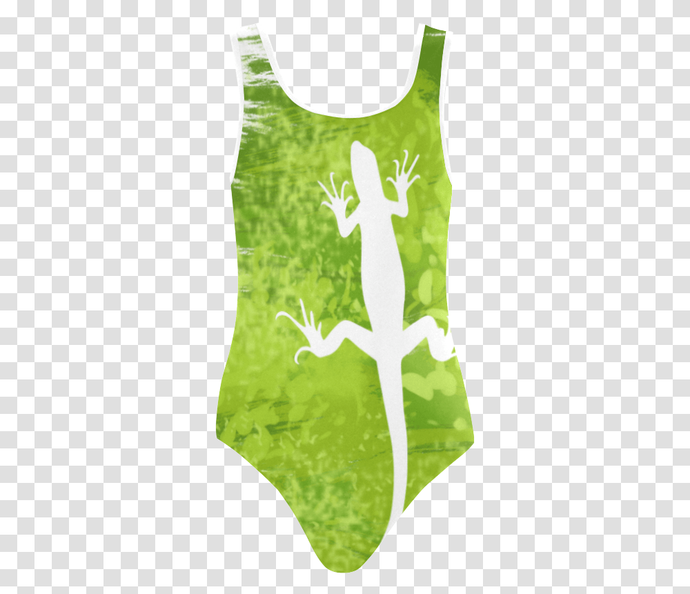 Green Lizard Shape Painting Vest One Piece Swimsuit, Gecko, Reptile, Animal, Paper Transparent Png