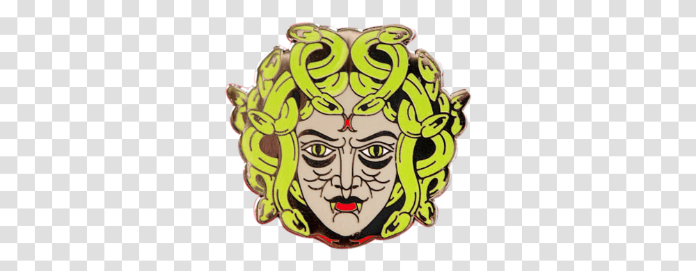 Green Medusa Pin Illustration, Label Transparent Png