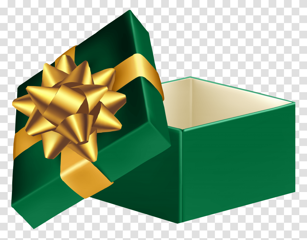 Green Open Gift Box Clip Art Transparent Png