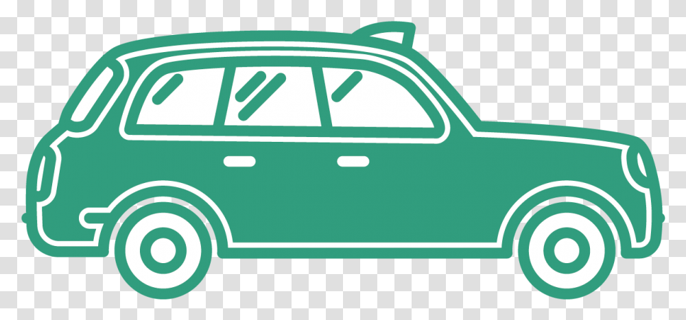 Green Outline Of Taxi With Entire Inside Filled In Taxi Front Clipart, Car, Vehicle, Transportation, Fire Truck Transparent Png