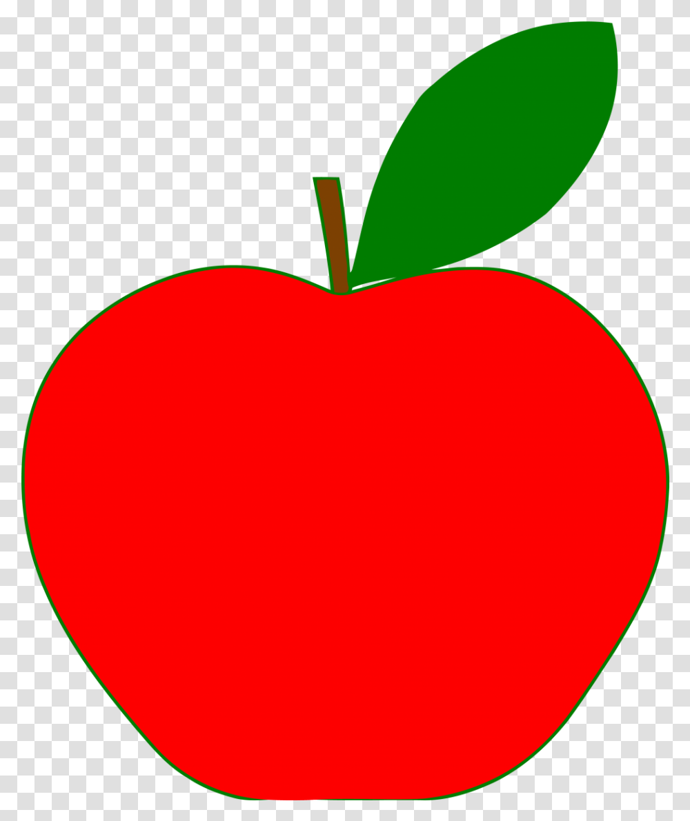Green Outline Red Apple Clipart One Apple Clipart, Plant, Fruit, Food, Balloon Transparent Png