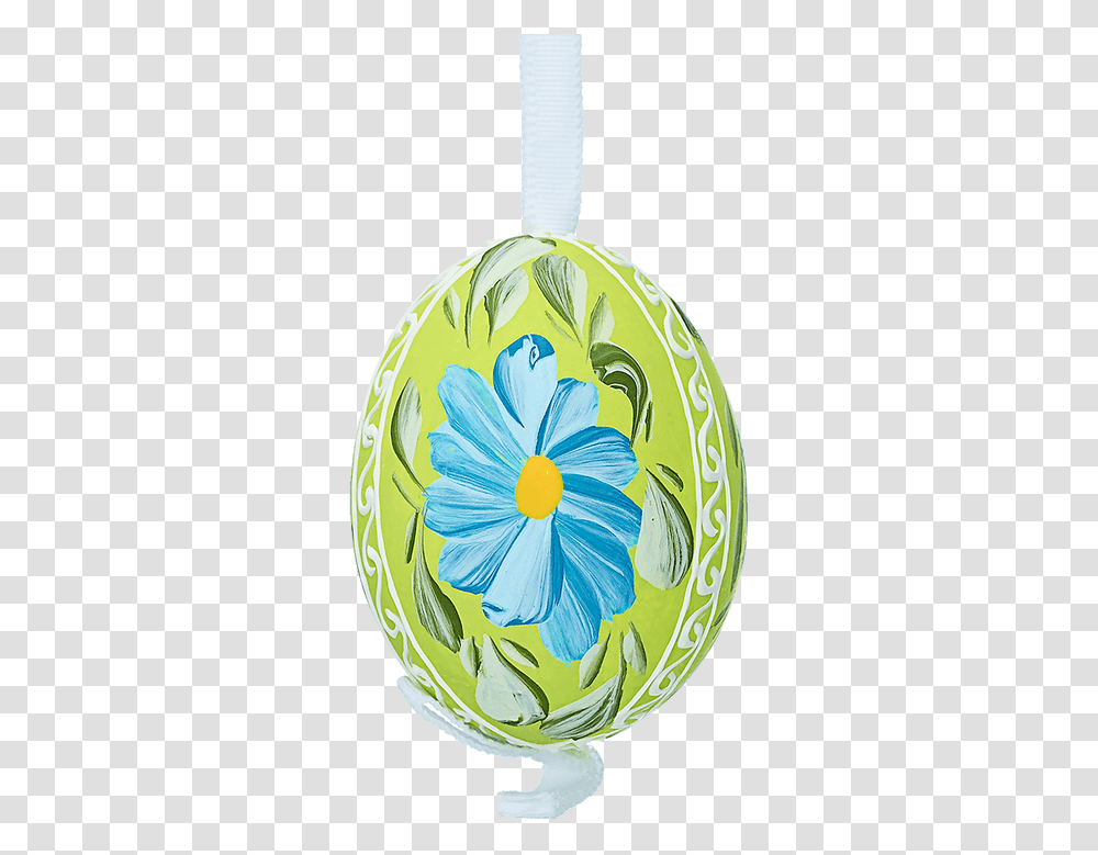 Green Painted Easter Egg With Blue Flowers Locket, Food, Pineapple, Fruit, Plant Transparent Png