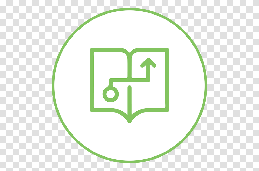 Green Playbook Icon Inside White Circle With Green Circle, Recycling Symbol, Logo, Trademark Transparent Png