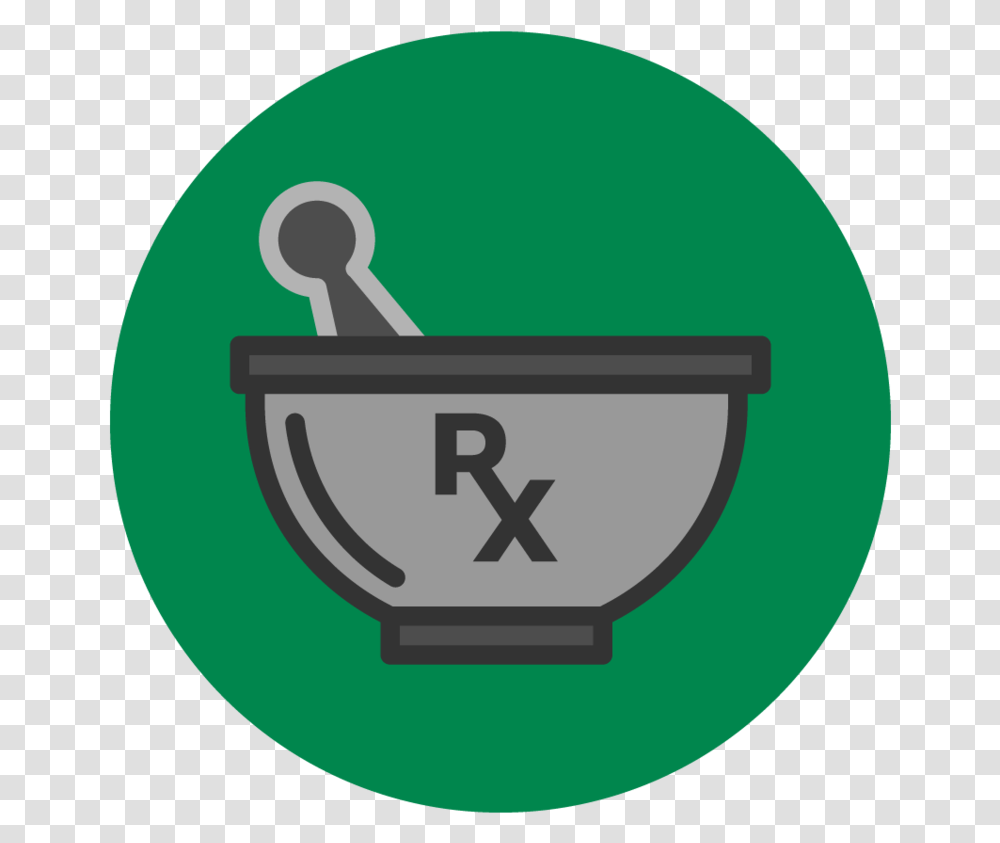 Green Relief Rx Mortar And Pestle Icon, Cannon, Weapon, Weaponry, Bowl Transparent Png