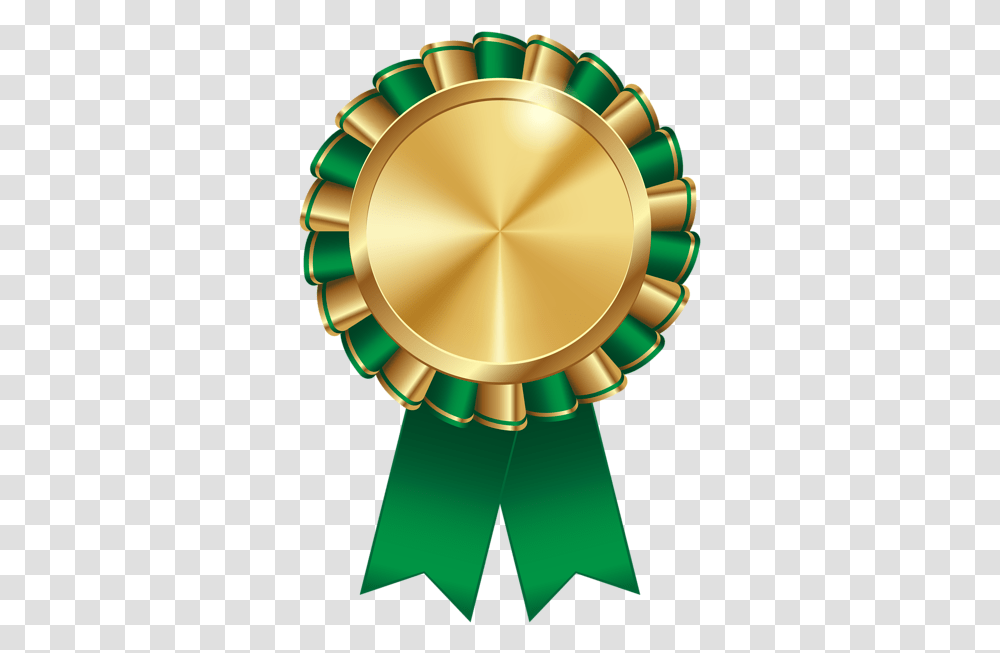 Green Ribbon Design Ribbon Certificate Logo, Lamp, Gold, Gold Medal, Trophy Transparent Png