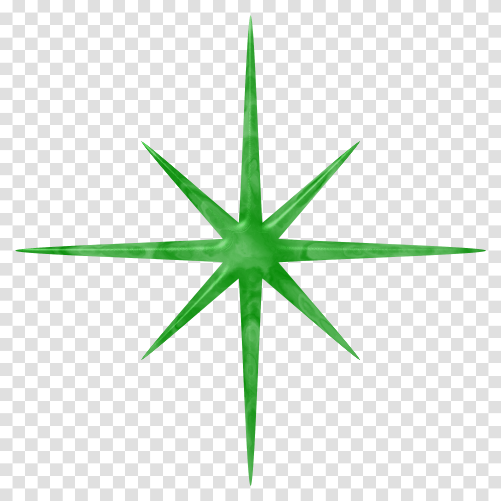 Green Sparkle, Cross, Star Symbol, Compass Transparent Png