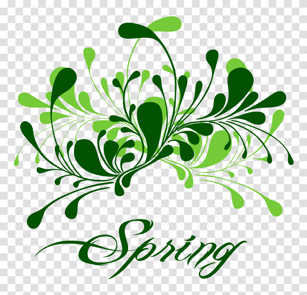 Green Spring Decor, Floral Design, Pattern Transparent Png
