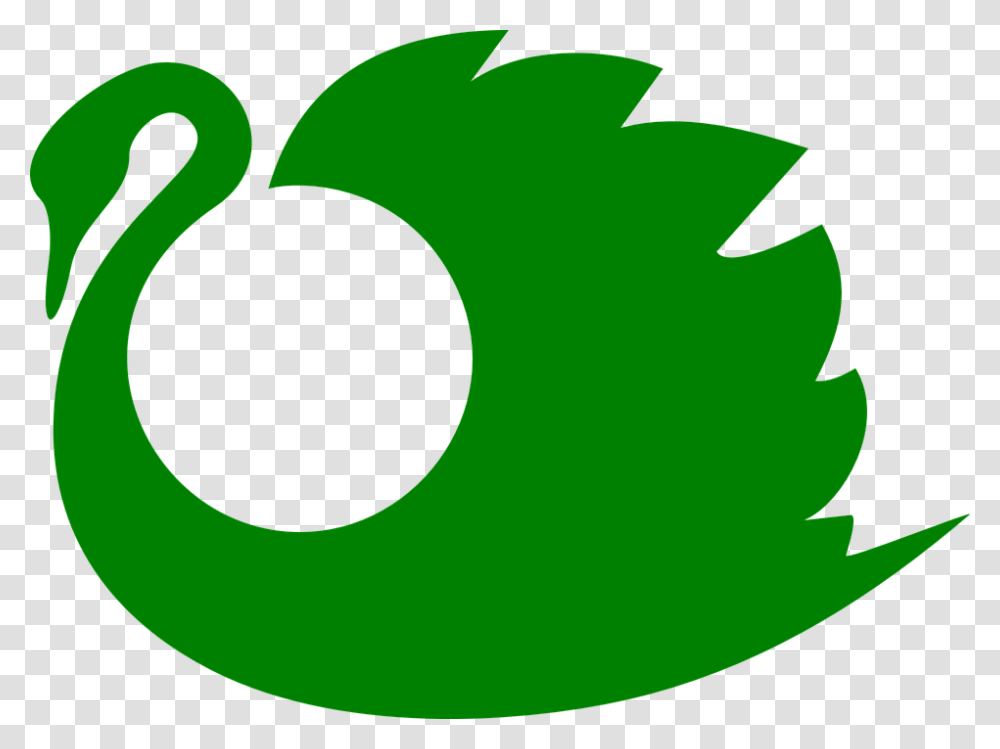 Green Swans Swimming Bird Artistic Silhouette, Leaf, Plant Transparent Png