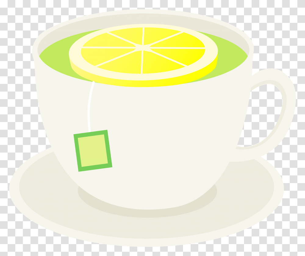 Green Tea With Lemon Slice Free Clip Art Cup Of Lemon Tea Cartoon, Saucer, Pottery, Plant, Coffee Cup Transparent Png