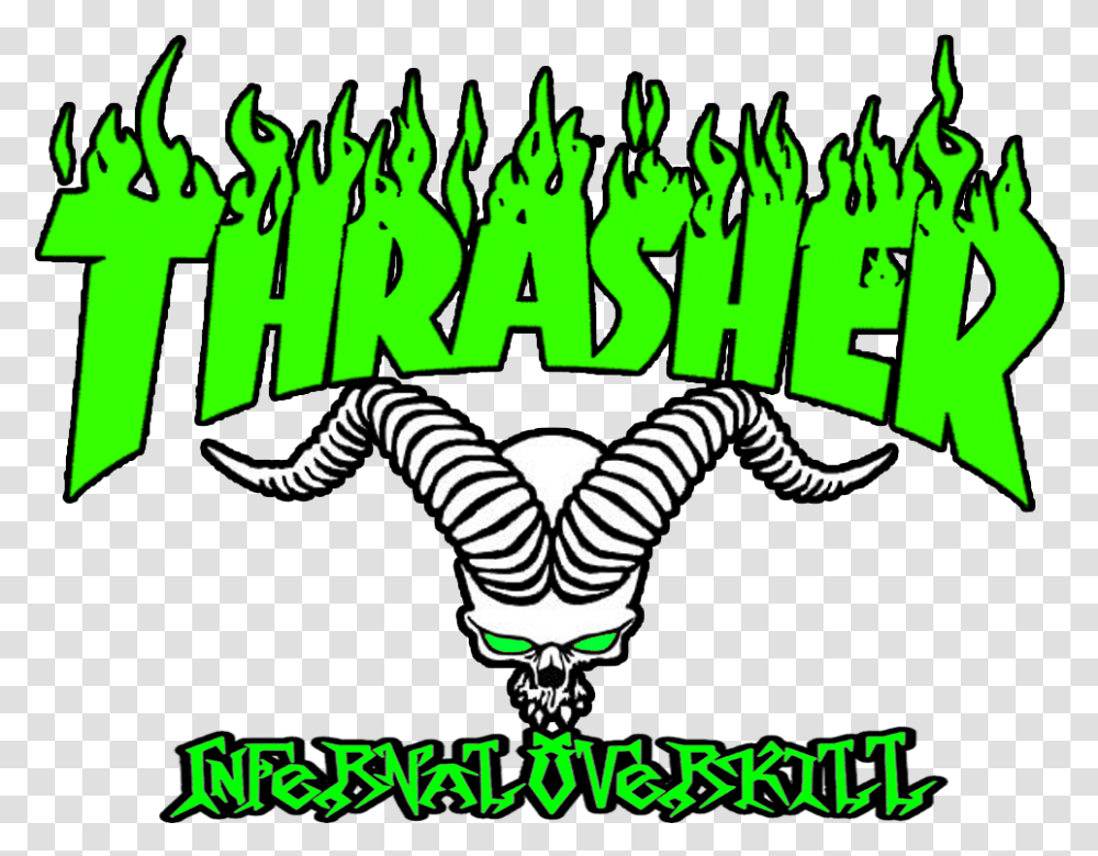 Green Thrasher Logo Image With Thrasher, Text, Person, Alphabet, Poster Transparent Png