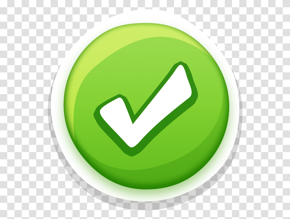Green Tick Icon Free Searchpng Green Tick Sign, Tennis Ball, Sport, Sports, Recycling Symbol Transparent Png