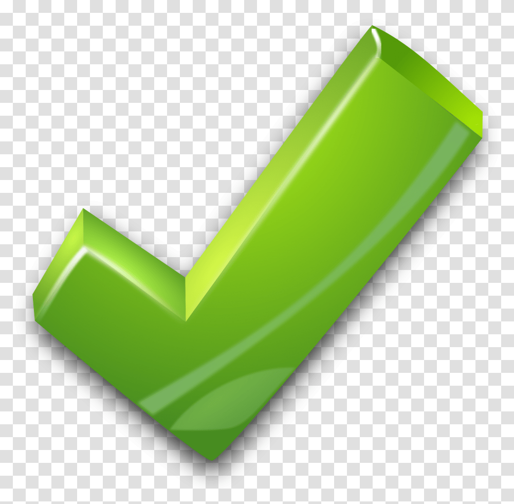 Green Tick Photo Green Tick 3d, Label, Cylinder, Weapon Transparent Png