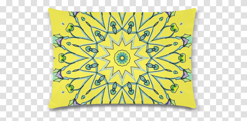 Green Vines Leaves Star Wheel Matrix Mandala Lemon Cushion, Pattern, Floral Design Transparent Png