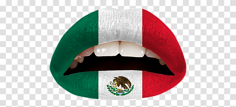 Green White Red Mexico Flag Mexican Teeth Lips Mouth Mexican Makeup Red White Green, Bird, Animal, Symbol Transparent Png