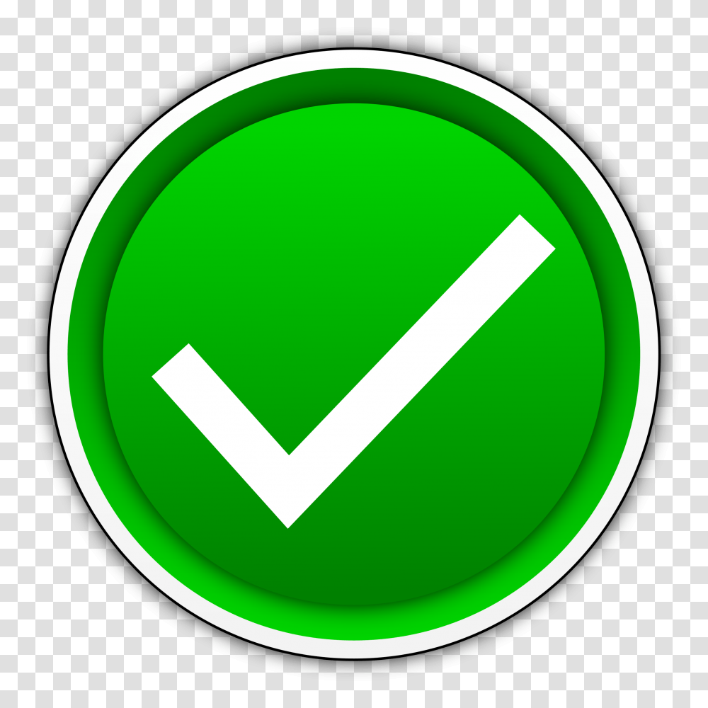 Green Yes Check Mark, Icon, Sign, Road Sign Transparent Png