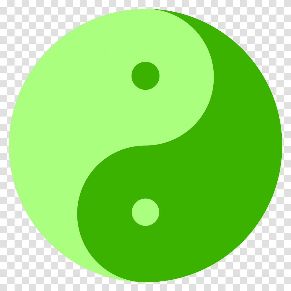 Green Ying And Yang Yin And Yang Green, Tennis Ball, Sport, Sports Transparent Png