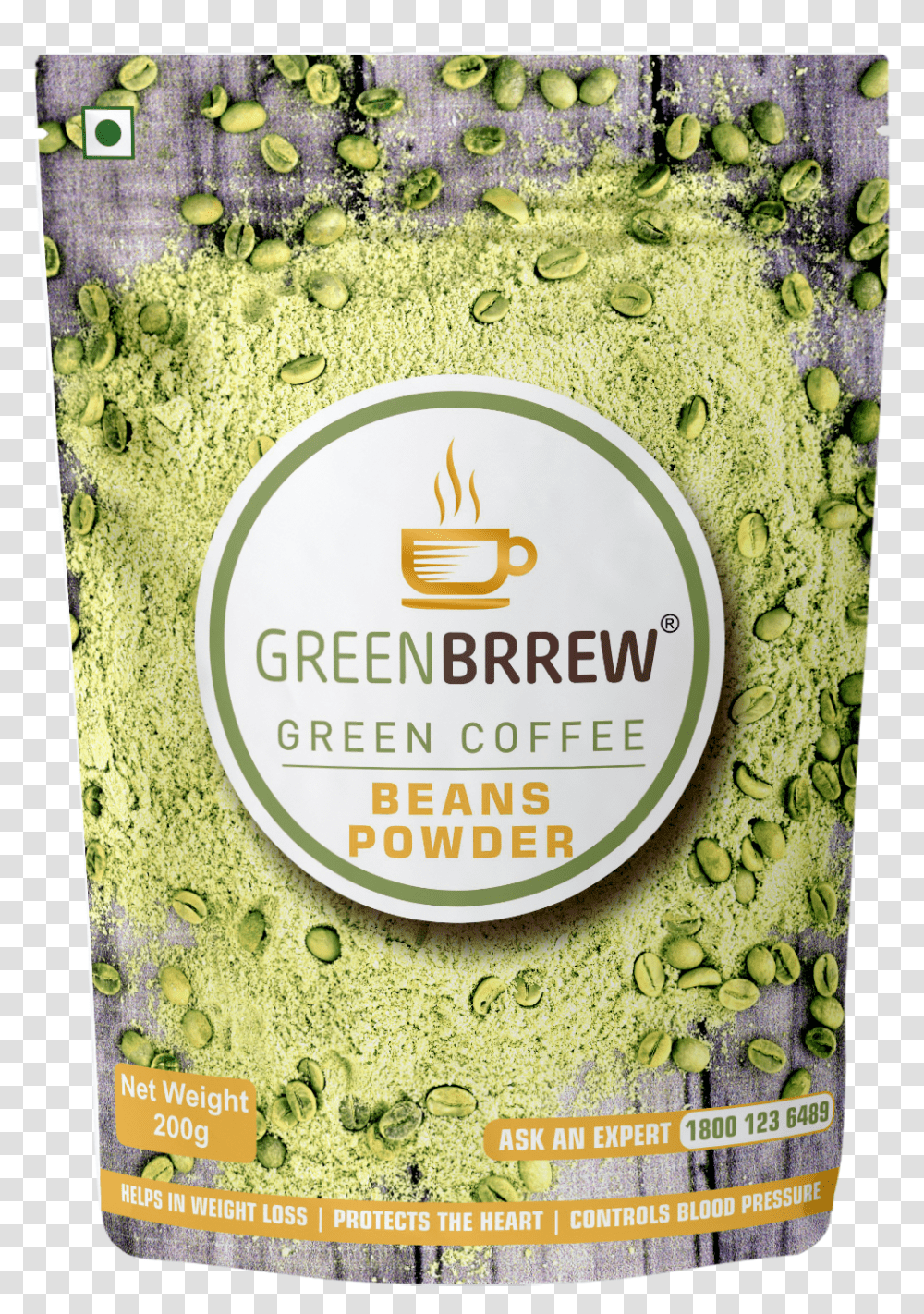 Greenbrrew Organic Unroasted Green Coffee Beans Powder Coffee Bean, Plant, Moss, Vase, Jar Transparent Png