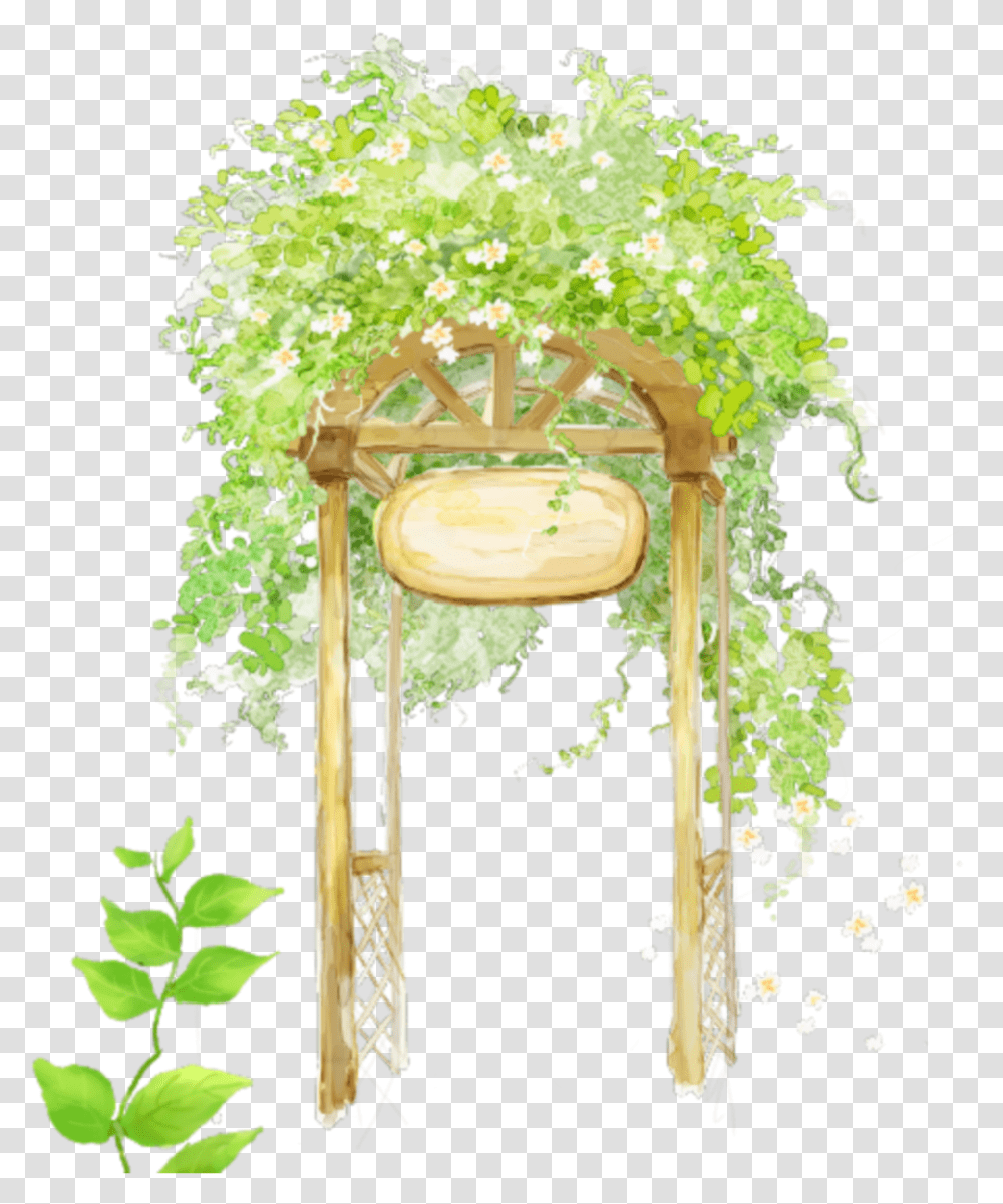 Greenery Garden Archway Wooden Watercolor Scenic, Plant, Outdoors, Vegetation, Jar Transparent Png