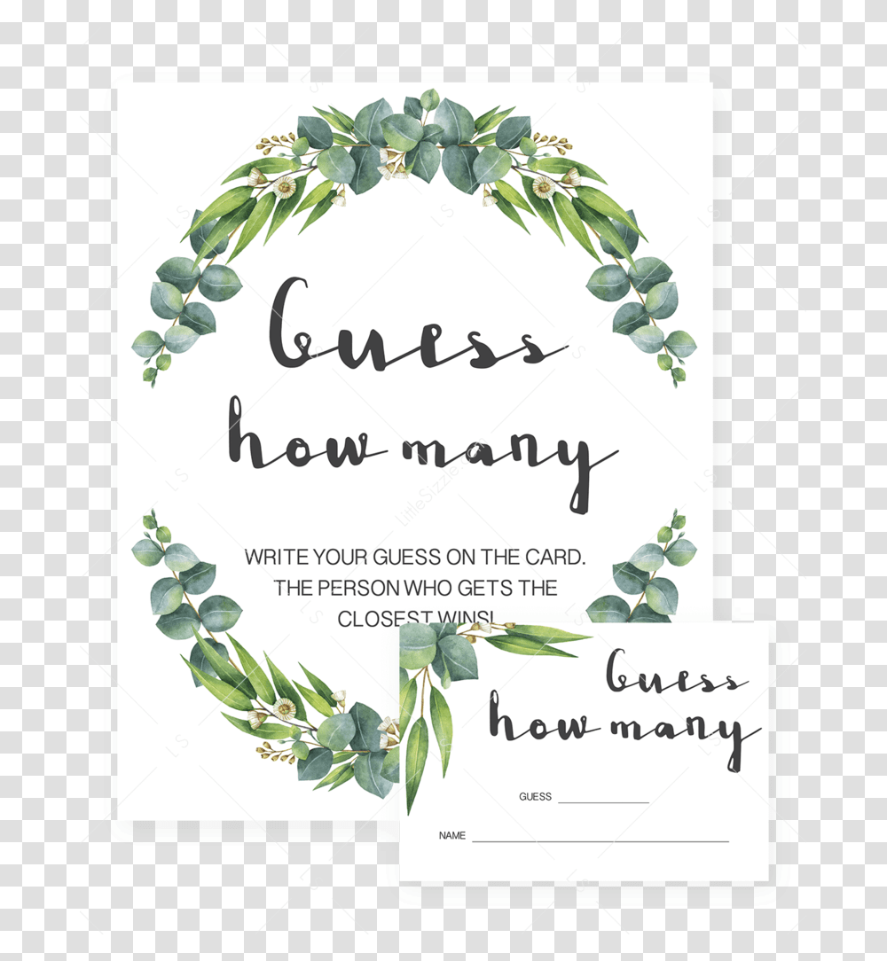 Greenery Wreath Baby Shower Guess How Many Game By Would She Rather Baby Shower Game, Potted Plant, Vase, Jar, Pottery Transparent Png