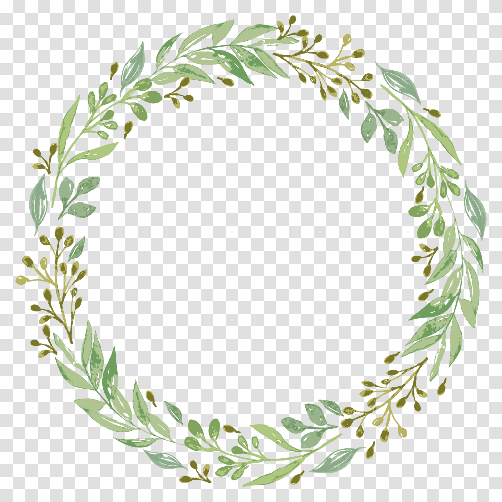 Greenery Wreath Clipart Background Green Wreath, Oval Transparent Png