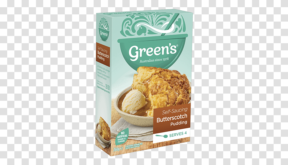 Greens Pudding Butterscotch Sponge 260g Greens Cake Mix, Dessert, Food, Cream, Creme Transparent Png